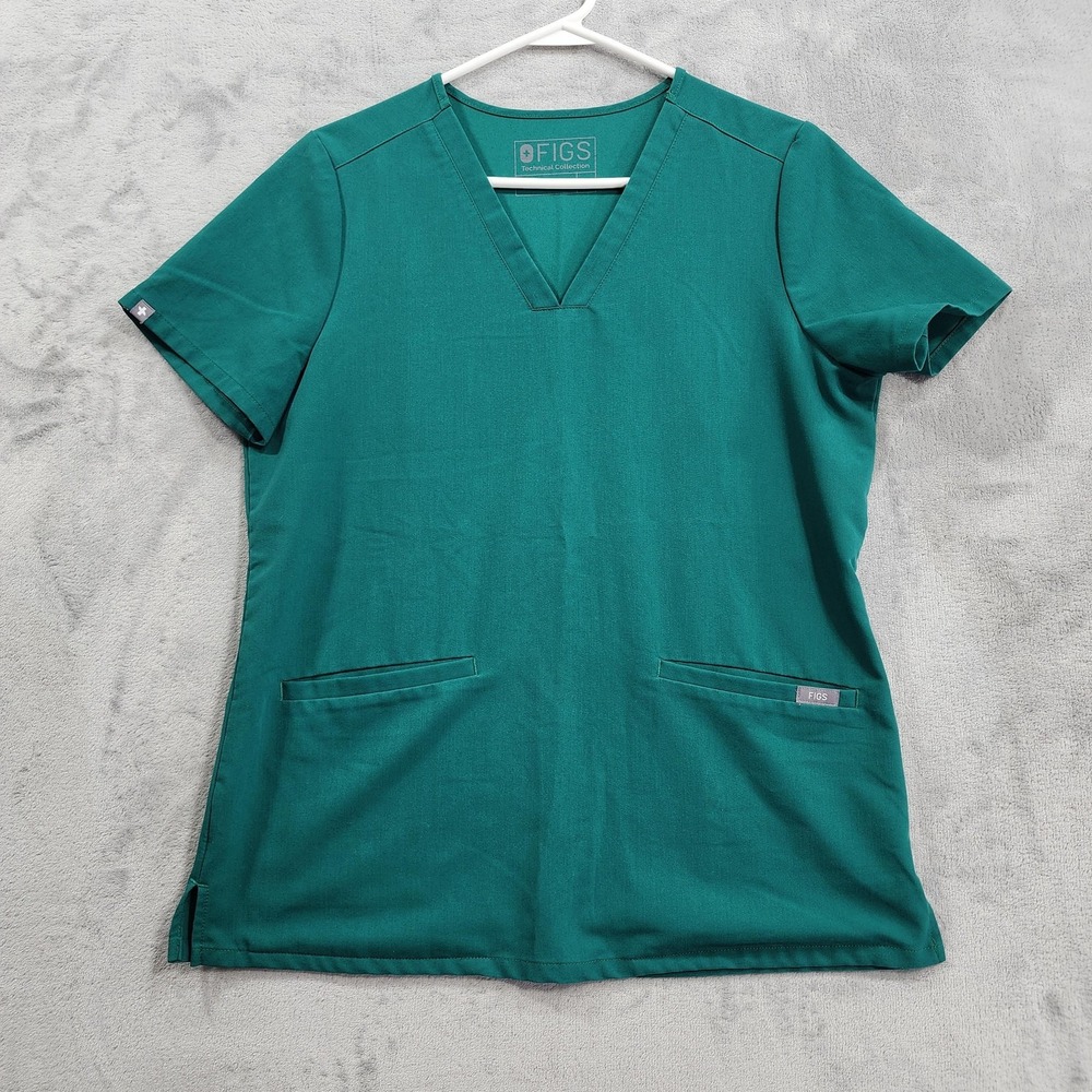 FIGS Top Womens S Green Technical Collection Catalina One Pocket Scrub V-Neck